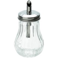 Açucareiro Dosador 200ml 14cm por 7,5cm Vidro Com Tampa Aço Inox